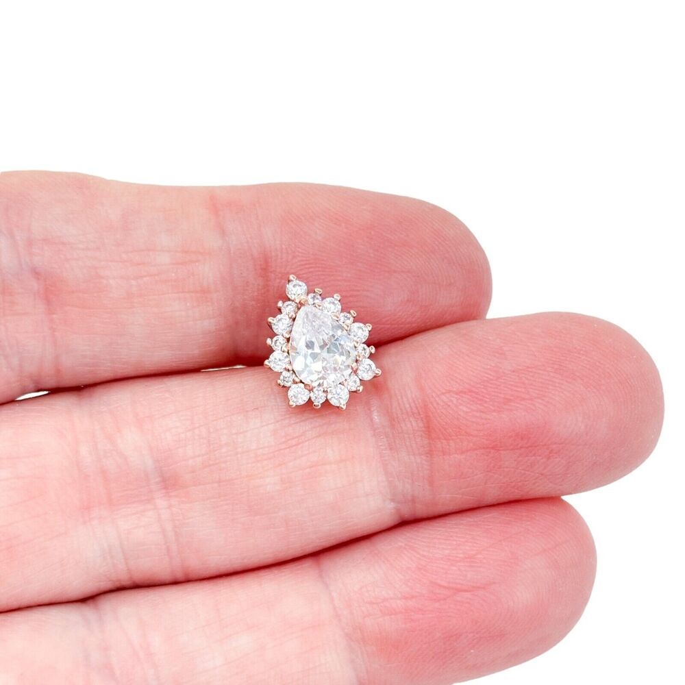 Vintage Sterling Silver 925 Rose Gold-Tone Pear Cubic Zirconia Pendant
